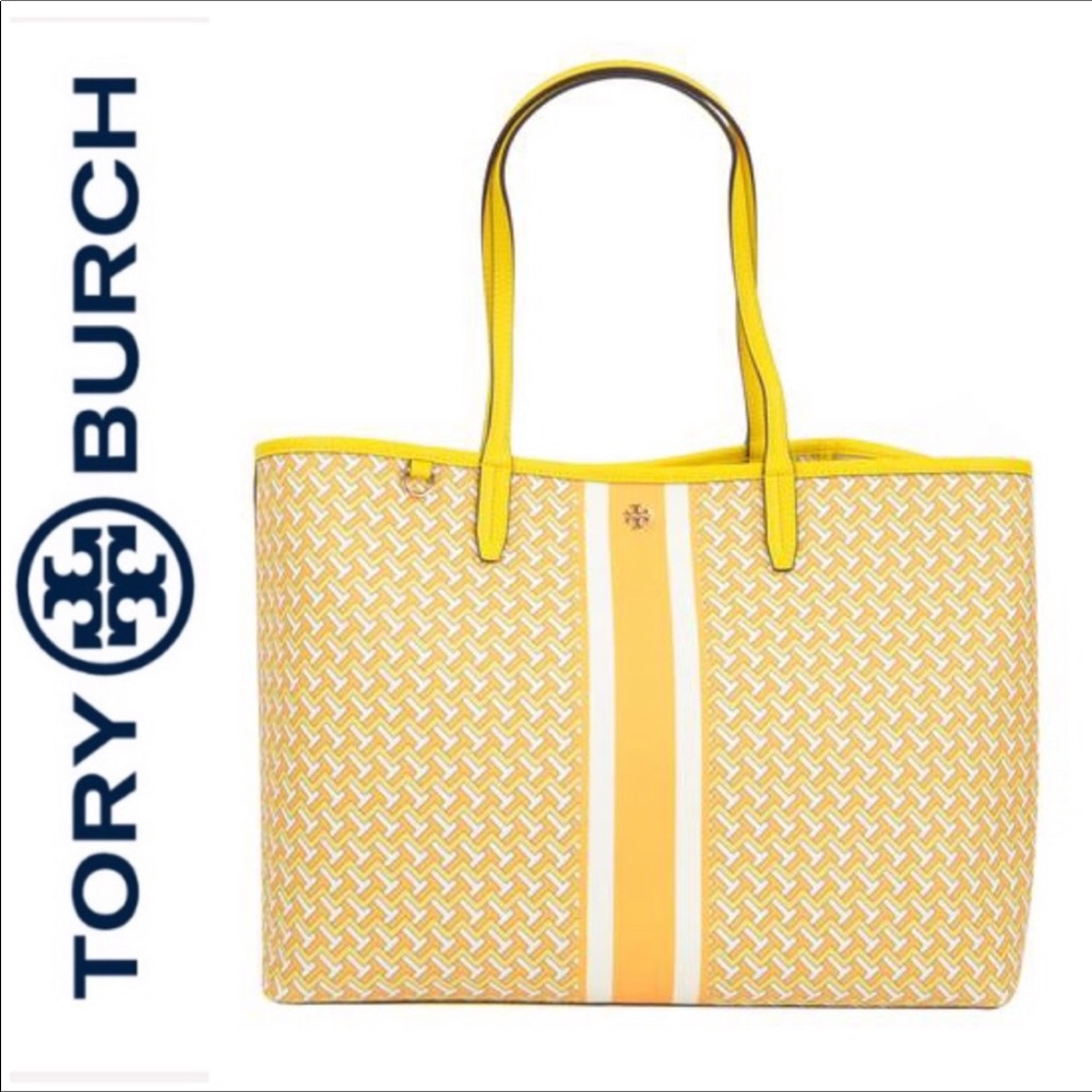 Tory Burch Large Yellow Tzag Leather Tote …